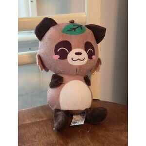 Kawaii Kuties Raccoon Plush Leaf 7" Sleeping Eyes Closed Brown White Stuffie Toy